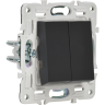 Выключатель 2-клавишный 10А IEK SKANDY SK-V04Bl черный SK-V20-0-10-K02